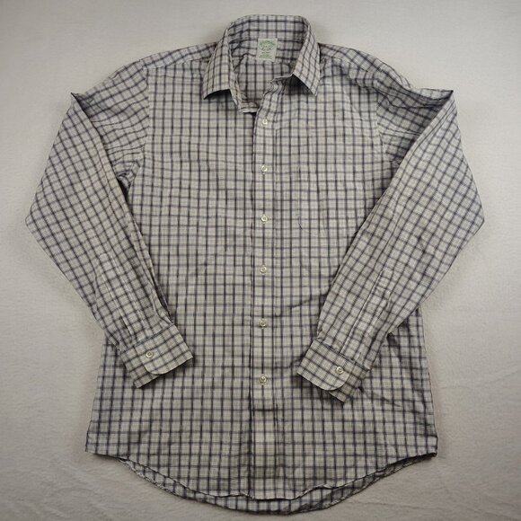 Brooks Brothers Milano Plaid Button Down Shirt Mens Medium 15.5-34 - Picture 1 of 8